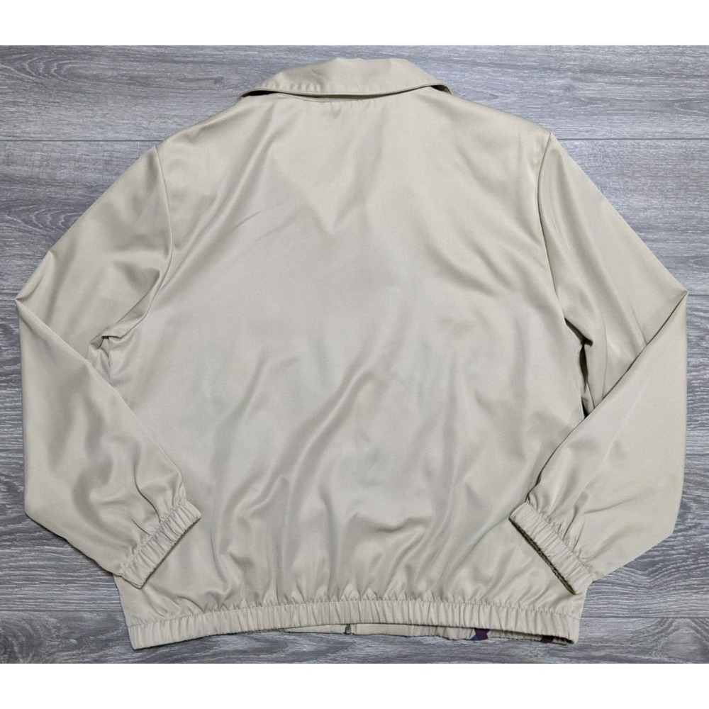 Alfred Dunner Jacket Adult Size 14 Tan Retro Bomber Zip Floral Vintage Womens - Picture 2 of 5